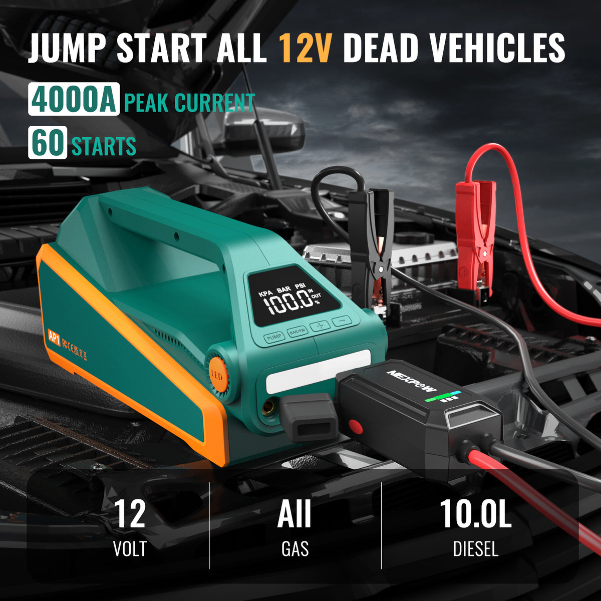 NEXPOW Car Jump Starter,Car Battery Jump Starter 4000A Peak Q11 Pack f