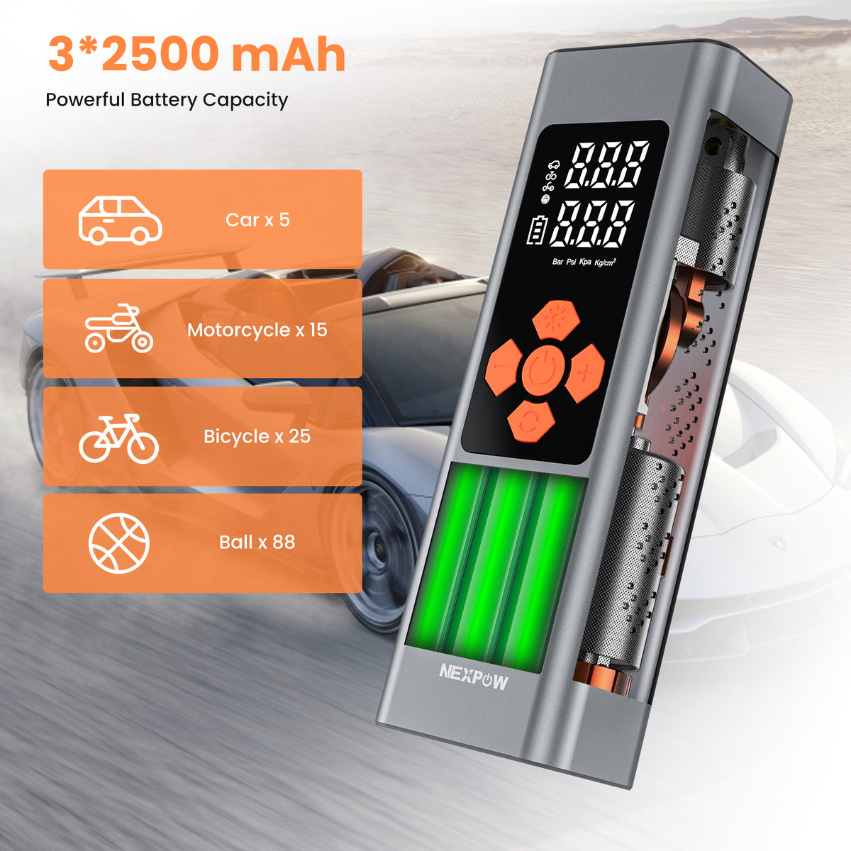 NEXPOW Auto Inflator Portable Air Compressor, Cordless 150PSI Car Air