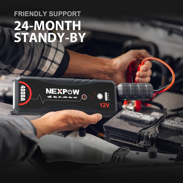 NEXPOW Car Jump Starter,Car Battery Jump Starter 4000A Peak Q11 Pack for Up to All Gas and 10.0L Diesel Engine12V Auto Battery Booster,Jumper Cables,Portable Lithium Jump Box with LED Light/USB QC3.0