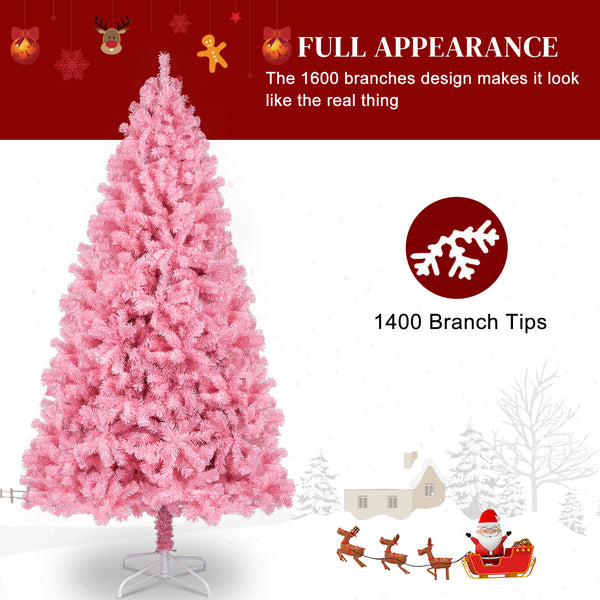 FCH 7ft 1400 Branch PVC Branch Iron Bracket Christmas Tree Pink