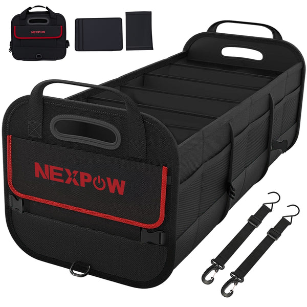 NEXPOW Car Trunk Organizer, 95L Collapsible SUV Organizer, Multi-Compartment, Car Storage Box with 2 Adjustable Straps