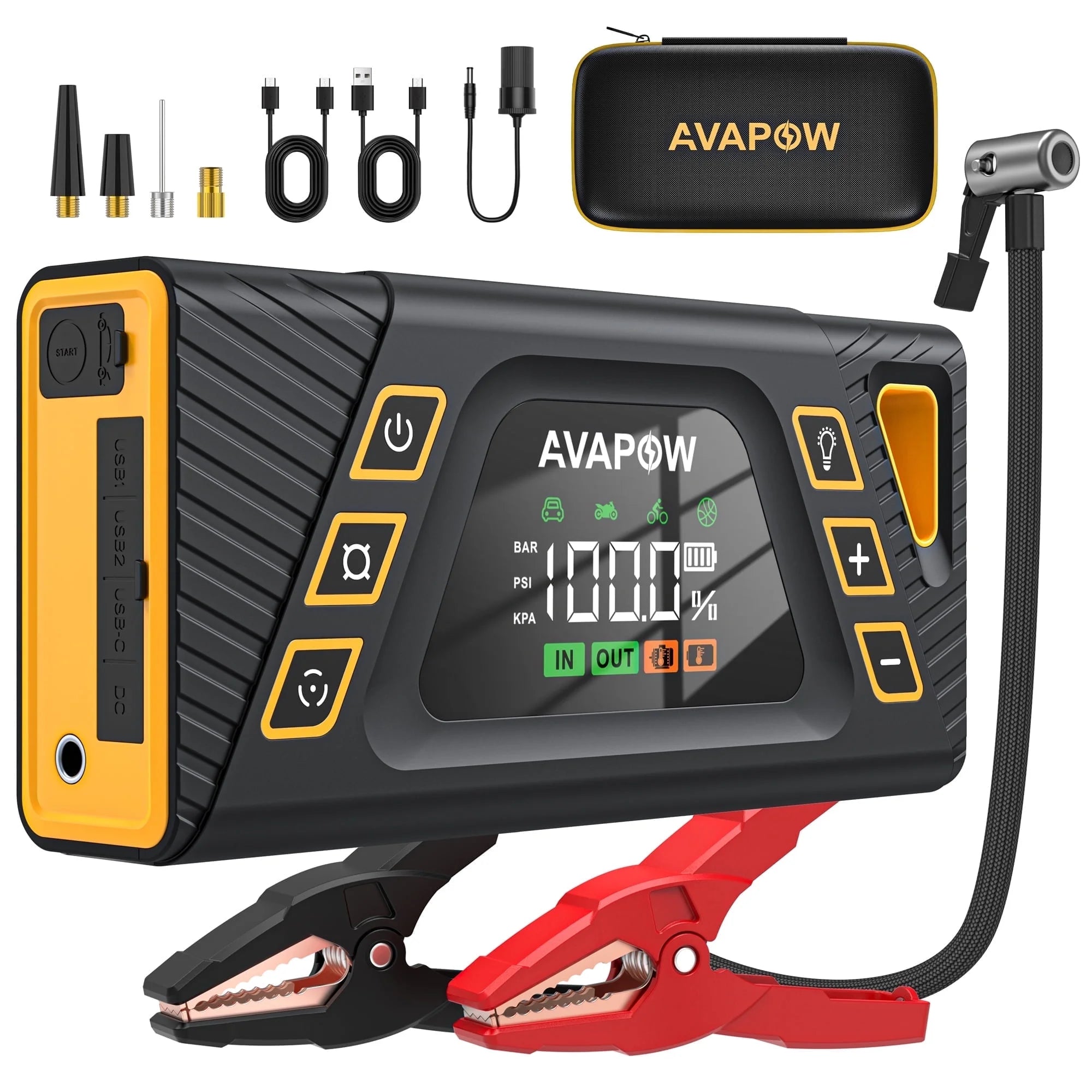 Wyxron Starter Power Bank with Compressor, 6-in-1 Car Booster Wyxron Starter Power Bank with Compressor, 6-in-1 Car Booster