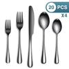 VAVSEA Black Silverware Set, 20 Pcs Flatware Set for 4, Heavy Duty Stainless Steel Spoons and Forks for Home and Restaurant