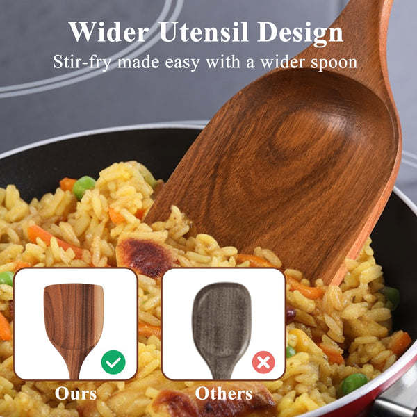 VAVSEA 11 Pcs Wooden Spoons for Cooking, Thickened Natural Wooden Cooking Utensils, Eco-Friendly Wood Kitchen Utesnils, Gifts for Christmas