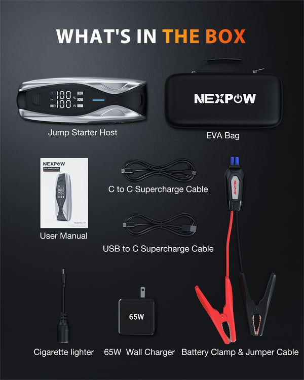 NEXPOW 10000A Jump Starter with PD 65W Dual-Way Fast Charging, Battery Jumper Starter Portable with 65W Quick Charger, Jump Box & Battery Booster Pack, for All Gas Engines/Up to All Diesel