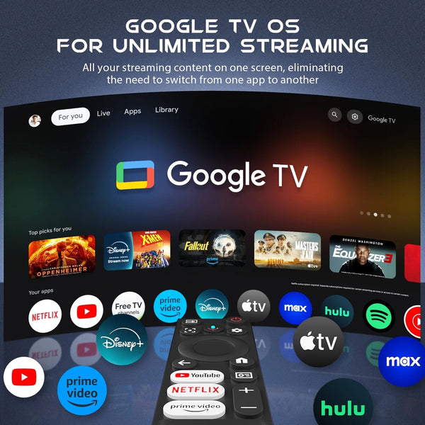 HAPPRUN 4K Google TV Projector,Google Officially Licensed,Dolby Audio,Electric Focus & Auto Vertical Keystone