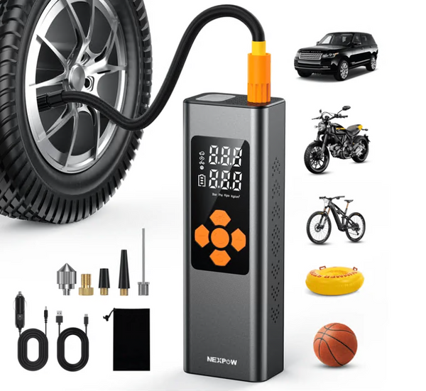 NEXPOW Tire Inflator Portable Air Compressor, Cordless 150PSI Car Air Pump with Digital Dual Screen-003