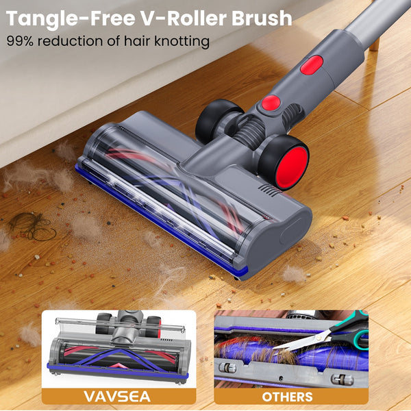 VAVSEA Cordless Vacuum Cleaner with Double Dust Cup, 38KPa Stick Vacuum Cleaners for Carpet, Hard Floor, Pet Hair