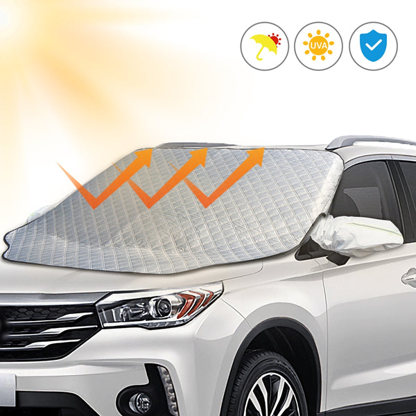NEXPOW Car Windshield Cover, Snow Cover with Side Mirrors Cover, Windshield Shade with Magnetic Edges for Car SUV CRV Trucks