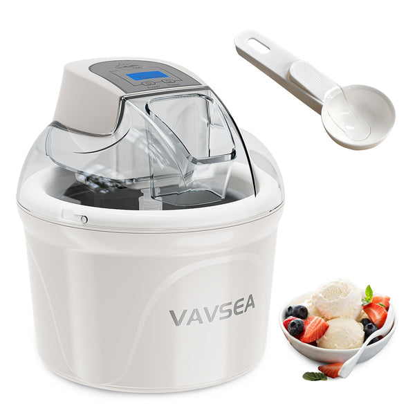 VAVSEA 1.6 Qt Ice Cream Maker with Scoop, 2-in-1 Electric Ice Cream Machine with LED Screen & Timer, Double-Insulated Freezer Bowl