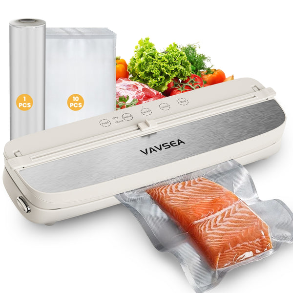 VAVSEA 75Kpa Food Vacuum Sealer Machine, Vacuum Sealer with Built-in 2 Cutters and 6 Modes for Sous Vide and Food Storage