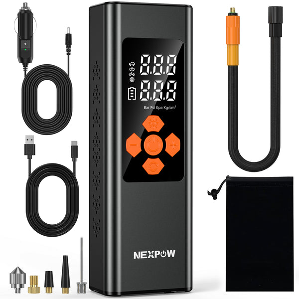 NEXPOW Tire Inflator Portable Air Compressor, 150 PSI Air Pump for Car Tires-Black