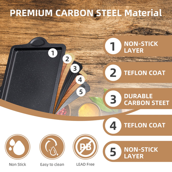 VAVSEA Bakeware Set of 7, Nonstick Baking Pan Set, Carbon Steel Heavy Oven Pan Set with Cookie Sheet, Cake Pan, Loaf Pan etc.