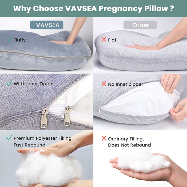 VAVSEA Pregnancy Pillows with 2 Covers U-Shape Full Body Pillow for Sleeping Maternity Pillow