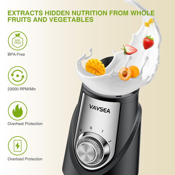 VAVSEA 3-in-1 Smoothie Blender 1000W Blenders and Grinder Combo for Kitchen with 2 Speeds & Pulse, BPA-Free