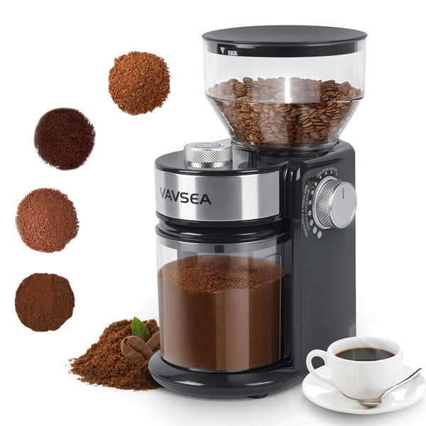 VAVSEA Burr Coffee Grinder, Electric Coffee Bean Grinder with 18 Precise Grind Settings, 3-18 Cup, for Cold Brew/French Press