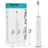 NEXPURE Sonic Electric Toothbrush for Adults, 2 Minute Smart Timer, 60 Day Long Battery Life, 4 Brush Heads & 5 Modes for Gentle Gum Care, White