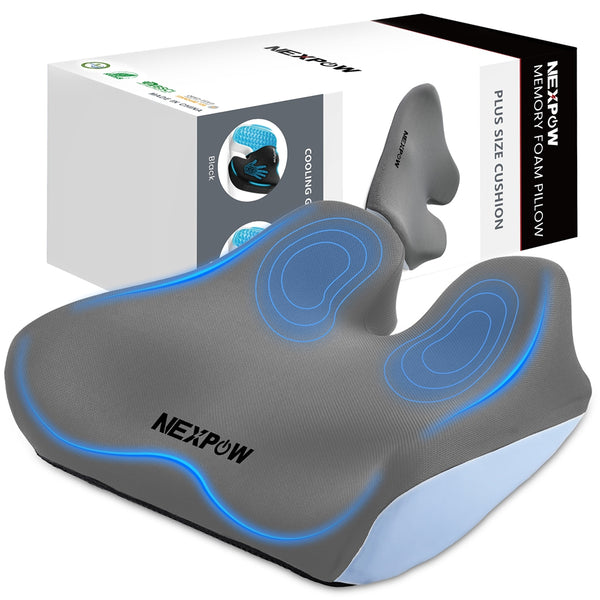 NEXPOW Car Seat Cushion, Large Size Memory Foam Seat Cushion for Driving, Chair Cushion with Non-Slip Design & Washable Cover