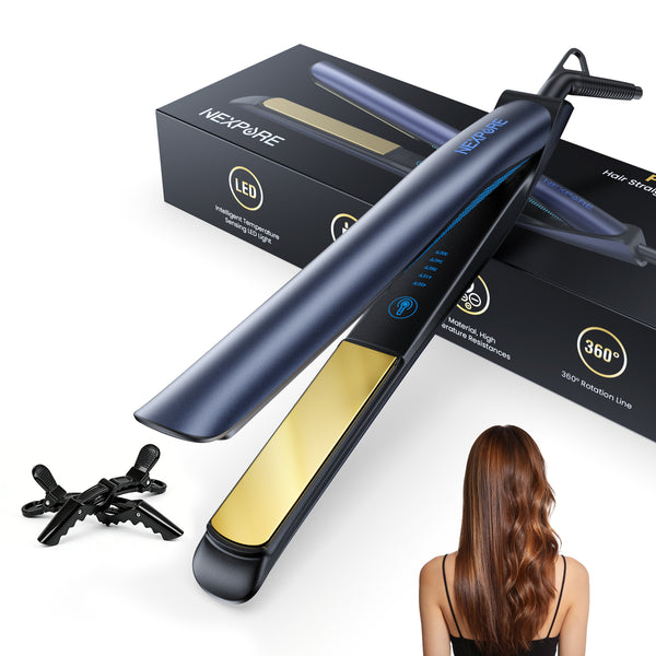 1 Inch Flat Iron Hair Straightener and Curler, 2 in 1 Ceramic Flat Iron with Floating Plates, Fast Heat Up, Dual Voltage