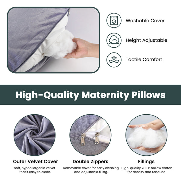 VAVSEA Pregnancy Pillows with 2 Covers U-Shape Full Body Pillow for Sleeping Maternity Pillow