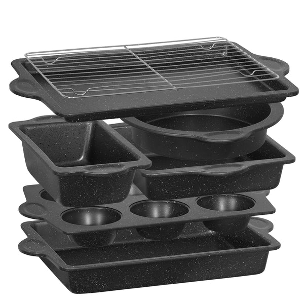 VAVSEA Bakeware Set of 7, Nonstick Baking Pan Set, Carbon Steel Heavy Oven Pan Set with Cookie Sheet, Cake Pan, Loaf Pan etc.