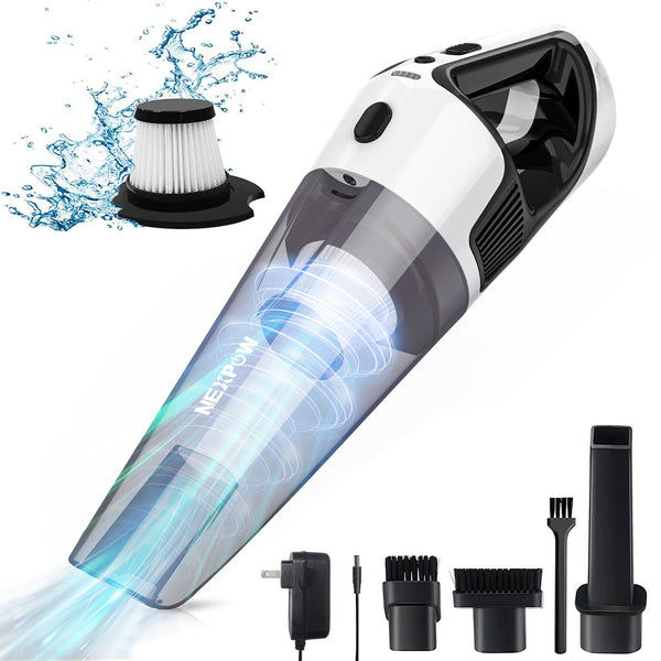 NEXPOW Handheld Vacuum Cordless, 10000Pa Strong Suction Car Vacuum Cleaner with LED Light & Charger, Wet and Dry Handheld Vacuum for Home, Car and More