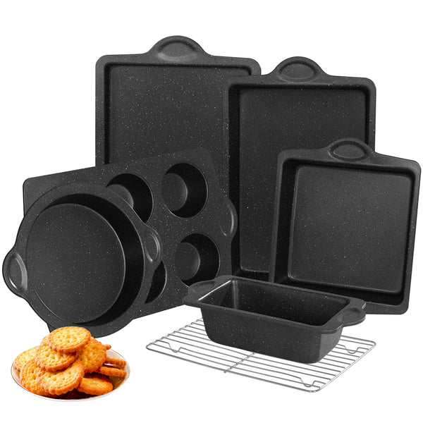VAVSEA Bakeware Set of 7, Nonstick Baking Pan Set, Carbon Steel Heavy Oven Pan Set with Cookie Sheet, Cake Pan, Loaf Pan etc.