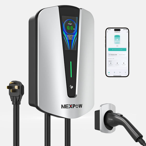 NEXPOW Level 2 EV Charger, Max 48A Adjustable Current Electric Vehicle Charging Station, Suitable for All J1772 EV, with NEMA 14-50 Plug, 240V Smart Home EVSE with 25FT Cable and WiFi Enabled