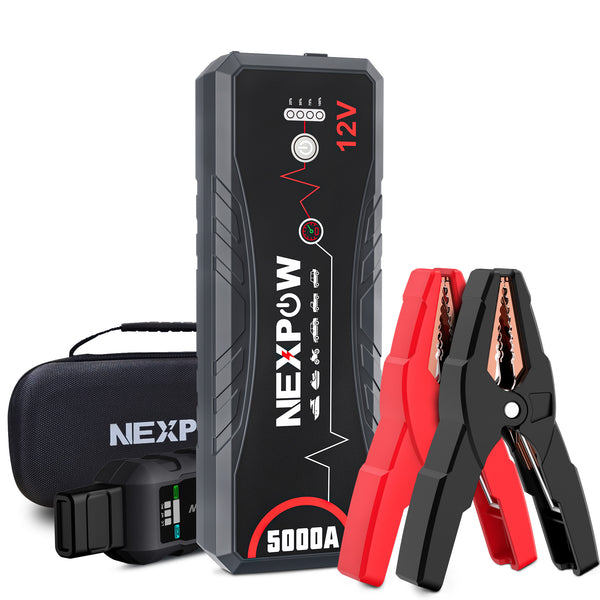 NEXPOW Car Jump Starter,Car Battery Jump Starter Pack 5000A Peak Q12 for All Gas and Up to10.0L Diesel Engine 12V Auto Battery Booster,Jumper Cables,Portable Lithium Jump Box with LED Light/USB QC3.0