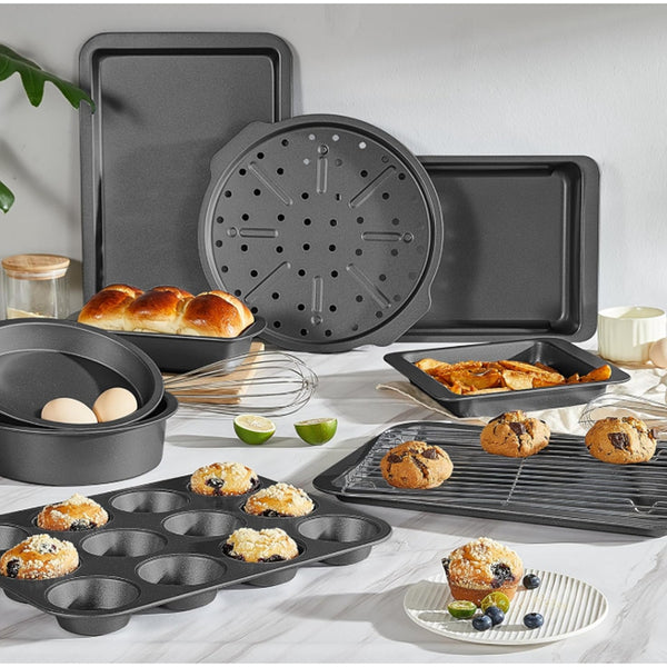 VAVSEA Bakeware Set of 7, Nonstick Baking Pan Set, Carbon Steel Heavy Oven Pan Set with Cookie Sheet, Cake Pan, Loaf Pan etc.
