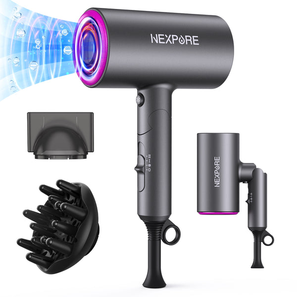 Hair Dryer, NEXPURE 1800W Professional Ionic Blow Dryer for Hair Care, Powerful Wind for Hair Drying, 2 Attachments