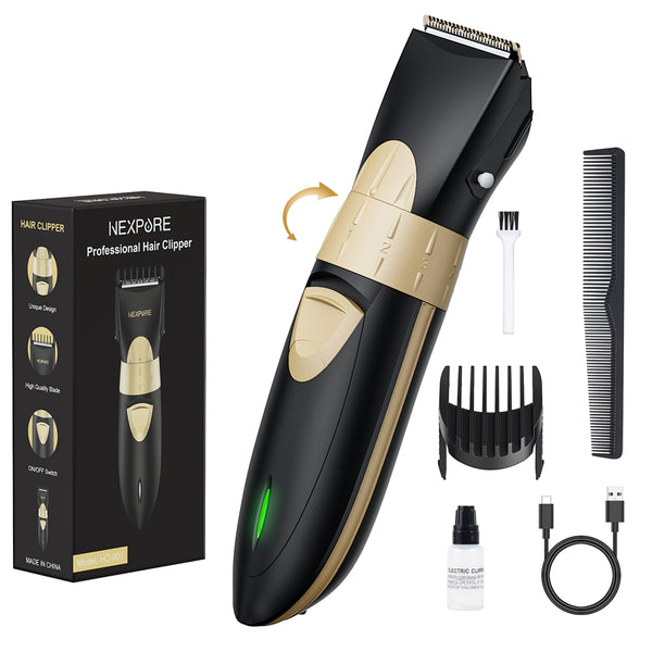 NEXPURE Hair Clippers for Men, Professional Cordless Clipper with Guide Comb, Low Nosie Grooming Kit for Men/Kids