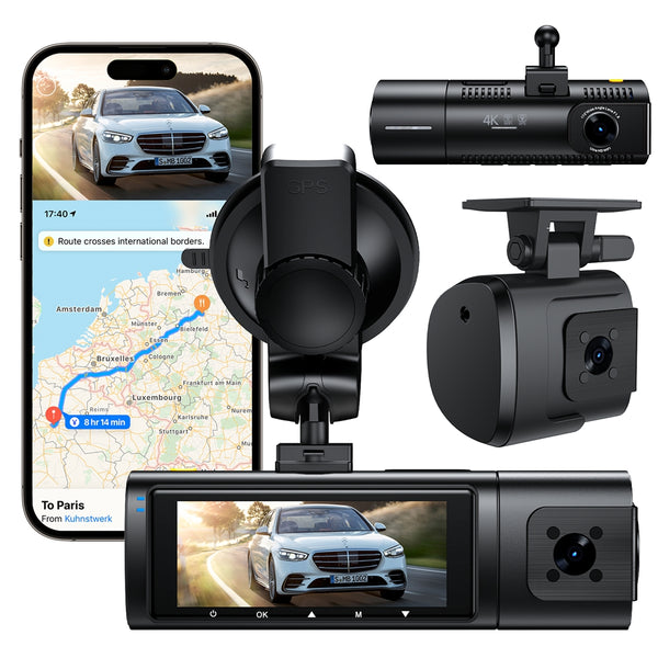NEXPOW Dash Cam Front and Rear, 4K Full HD Dash Camera with Built-in WiFi GPS, 32GB Card Included