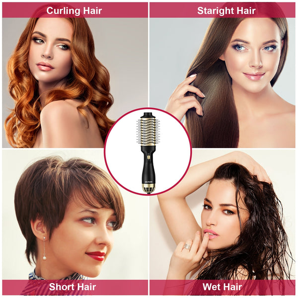 NEXPURE Hair Dryer Brush, 4 in 1 Blow Dryer Brush with Anti-Frizz Ceramic Titanium Barrel Hot Air Brush