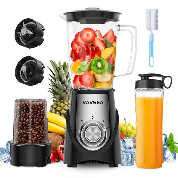 VAVSEA 3-in-1 Smoothie Blender 1000W Blenders and Grinder Combo for Kitchen with 2 Speeds & Pulse, BPA-Free