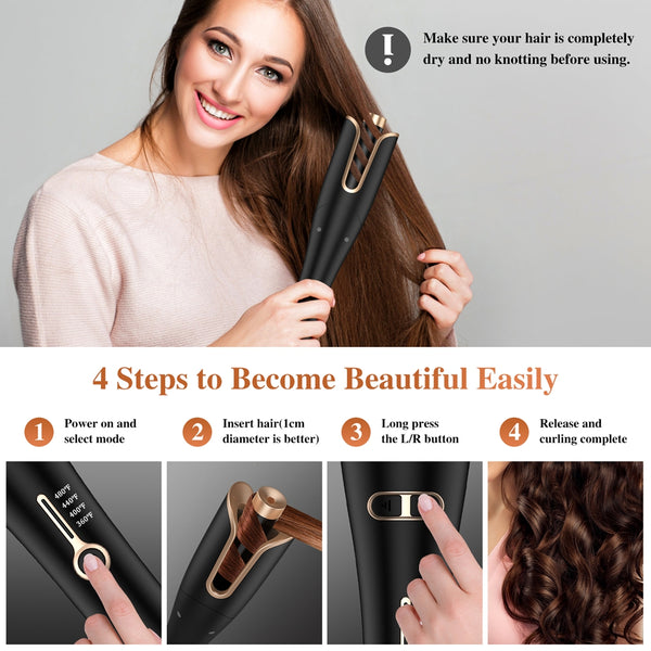 NEXPURE Curling Iron, Professional Automatic Hair Curler with 1" Large Rotating Barrel