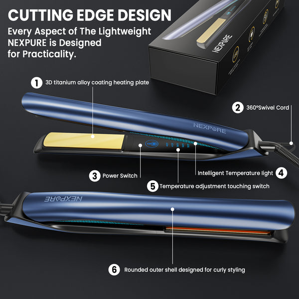 1 Inch Flat Iron Hair Straightener and Curler, 2 in 1 Ceramic Flat Iron with Floating Plates, Fast Heat Up, Dual Voltage