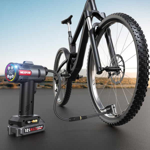 NEXPOW Tire Inflator Portable Air Compressor, 160PSI Car Tire Pump, Rechargeable Battery Powered 12V DC Adapter, Digital Pressure Gauge