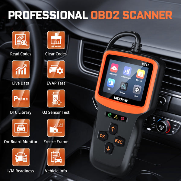 NEXPOW OBD2 Scanner Code Reader, Check Engine Code Readers with I/M Readiness, CAN Diagnostic Scan Tool for All Vehicles after 1996