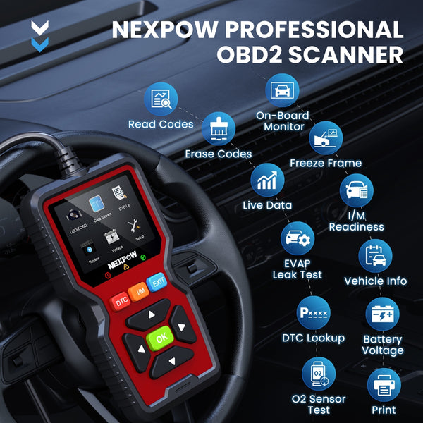 NEXPOW OBD2 Scanner, Car Code Reader, Auto Diagnostic Tool for Check E