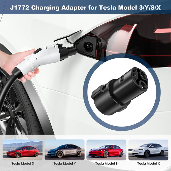 J1772 to Tesla Charger Adapter, Max 80A/240V AC Charging Adapter, Portable Tesla Adapter, Compatible with Tesla Model 3/Y/X/S, Only for Tesla, Small