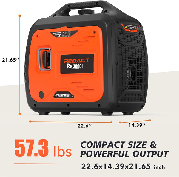 Redact Portable Generators for Home Use, 3800W Gasoline Inverter Generator, Outdoor Generator for Camping, RV Generators with CO Sensor, Whole House Power-Generators for Power Outages