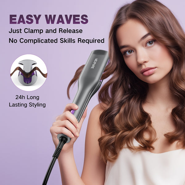 Curling Iron Hair Curler Waver, NEXPURE Crimper Hair Tool, Ionic Deep Waver Curling Wand with Ceramic 3 Barrel for Women, 1.25Inch