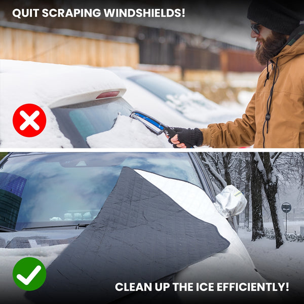NEXPOW Car Windshield Cover, Snow Cover with Side Mirrors Cover, Windshield Shade with Magnetic Edges for Car SUV CRV Trucks