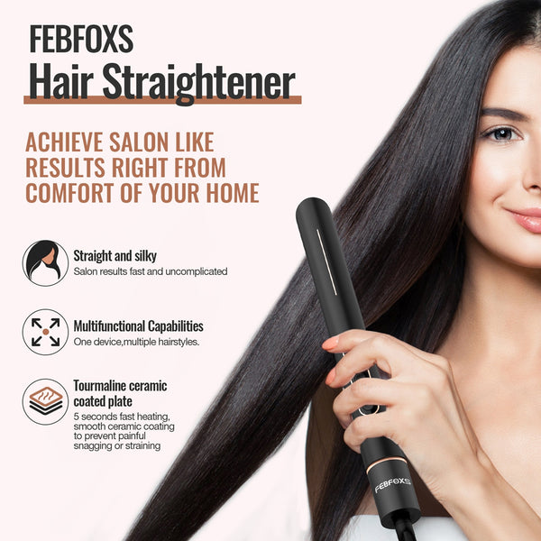 NEXPURE 1 inch Flat Iron, 2 in 1 Hair Straightener & Curling Iron Styling Tool, Fast Heat-Up