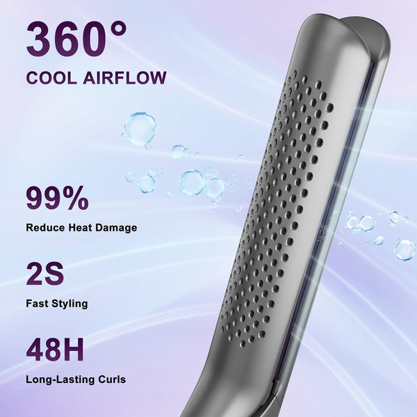NEXPURE Airflow Styler Curling Iron, Flat Iron Hair Straightener and Curler 2 in 1, Ionic Curling Wand with Cool Air Lock in Style