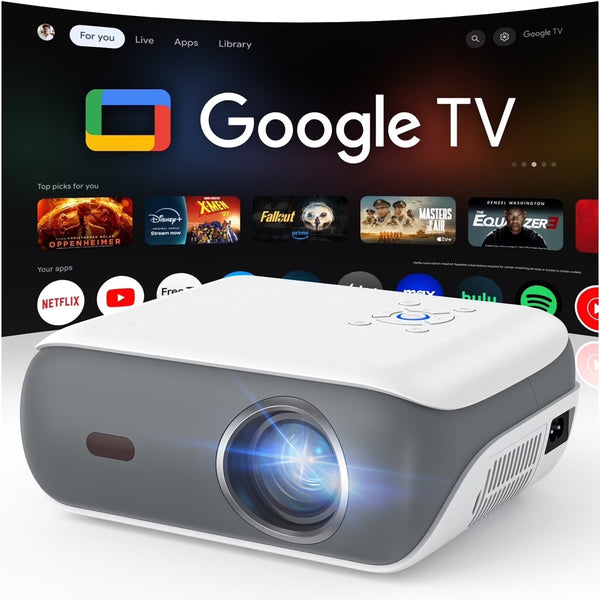 HAPPRUN 4K Google TV Projector,Google Officially Licensed,Dolby Audio,Electric Focus & Auto Vertical Keystone