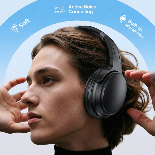 TOPVISION Noise Cancelling Headphones, Wireless Bluetooth Headphones with Clear Calls, Deep Bass, Foldable Headphone for Home Work