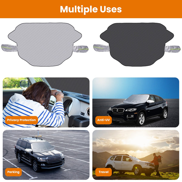 NEXPOW Car Windshield Cover, Snow Cover with Side Mirrors Cover, Windshield Shade with Magnetic Edges for Car SUV CRV Trucks