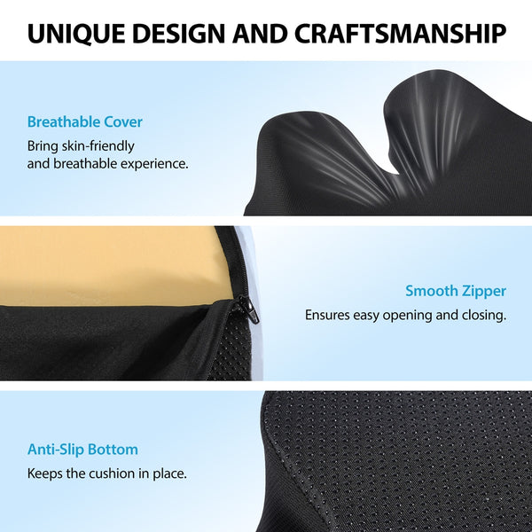 NEXPOW Car Seat Cushion, Memory Foam Seat Cushion for Driving for Back, Hip & Tailbone Pain Relief, Chair Cushion Non-Slip Design